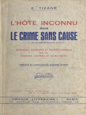 cover image of L'hôte inconnu dans le crime sans cause